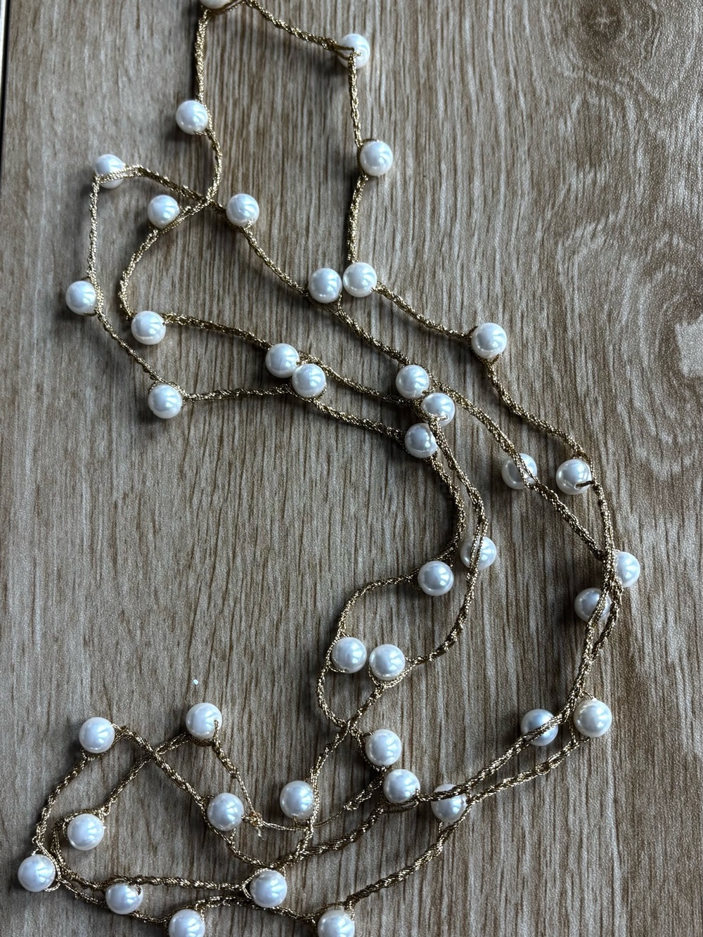 Gold Pearl Station Long Necklace - Women Jewelry